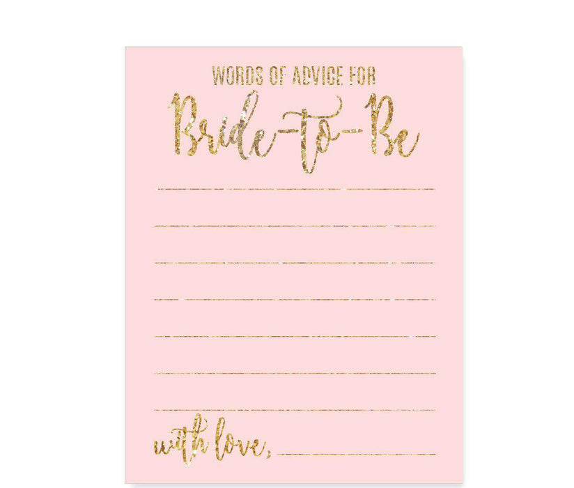 Blush Pink Gold Glitter Print Wedding Bridal Shower Game Cards-Set of 20-Andaz Press-What's In Your Purse?-