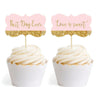 Blush Pink Gold Glitter Print Wedding Fancy Frame Cupcake Topper DIY Party Favors Kit-Set of 18-Andaz Press-