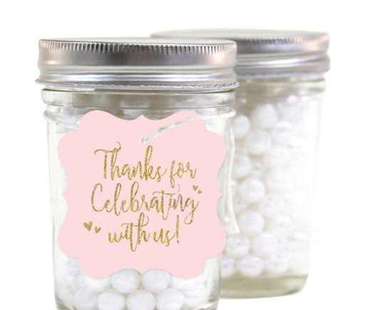 Blush Pink Gold Glitter Print Wedding Fancy Frame Gift Tags, Thanks for Celebrating With Us-Set of 24-Andaz Press-