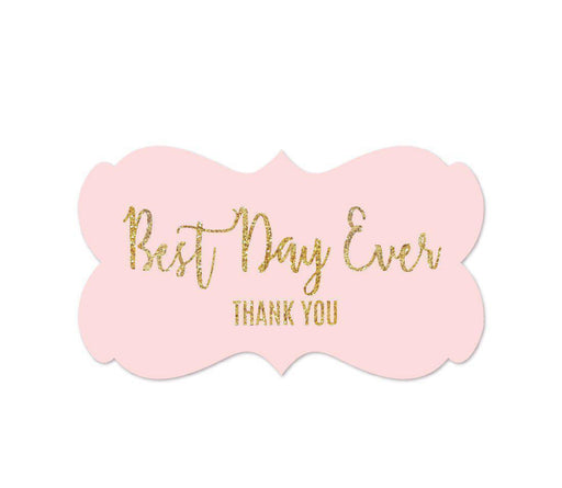 Blush Pink Gold Glitter Print Wedding Fancy Frame Label Stickers-Set of 36-Andaz Press-