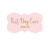 Blush Pink Gold Glitter Print Wedding Fancy Frame Label Stickers-Set of 36-Andaz Press-