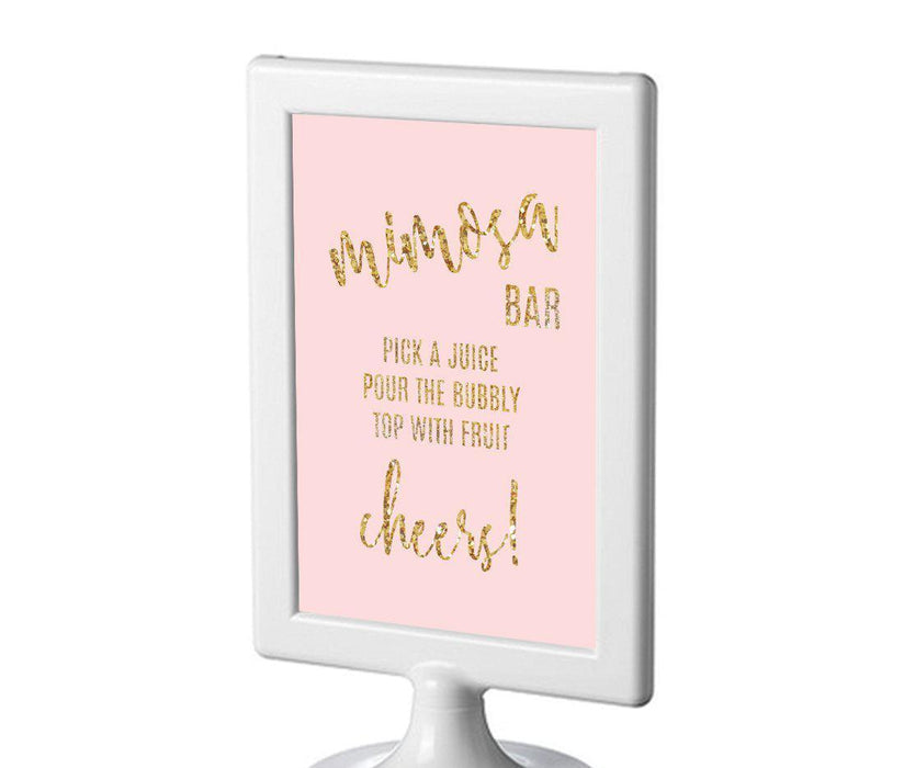 Blush Pink Gold Glitter Print Wedding Framed Party Signs-Set of 1-Andaz Press-Mimosa Bar-