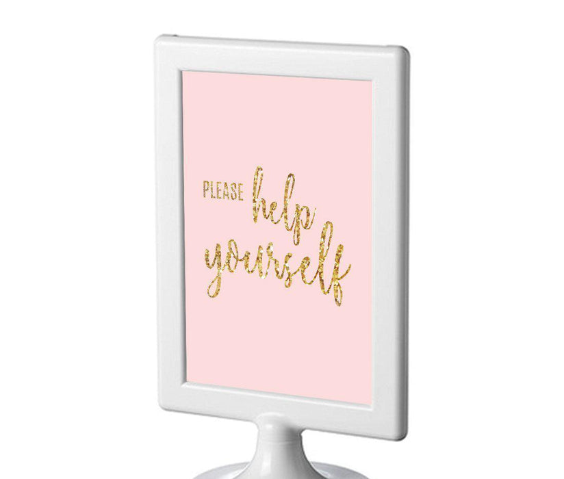 Blush Pink Gold Glitter Print Wedding Framed Party Signs-Set of 1-Andaz Press-Please Help Yourself-