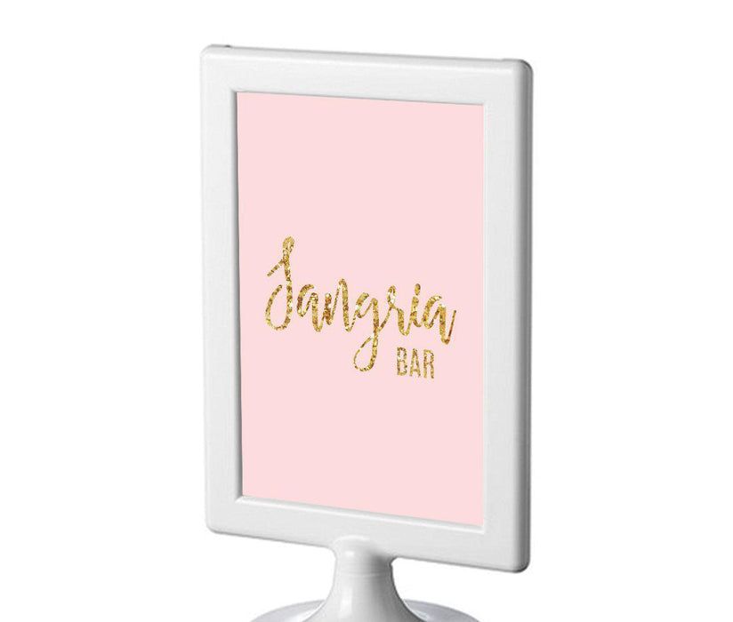 Blush Pink Gold Glitter Print Wedding Framed Party Signs-Set of 1-Andaz Press-Sangria Bar-