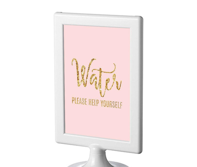 Blush Pink Gold Glitter Print Wedding Framed Party Signs-Set of 1-Andaz Press-Water-