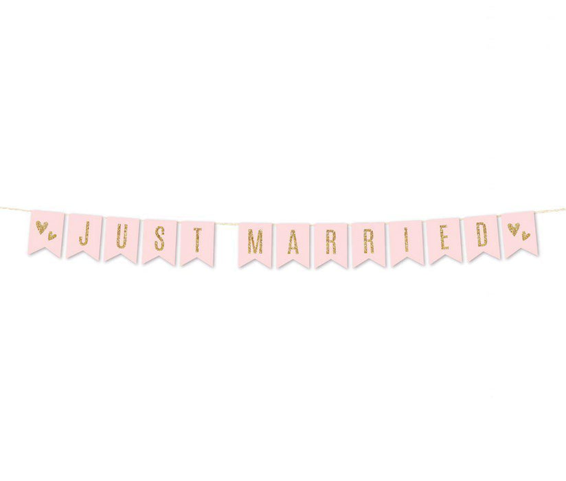 Blush Pink Gold Glitter Print Wedding Hanging Pennant Banner with String-Set of 1-Andaz Press-Bride To Be-