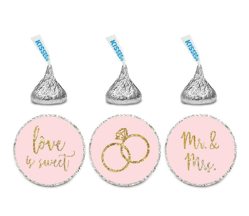 Blush Pink Gold Glitter Print Wedding Hershey's Kiss Stickers-Set of 216-Andaz Press-