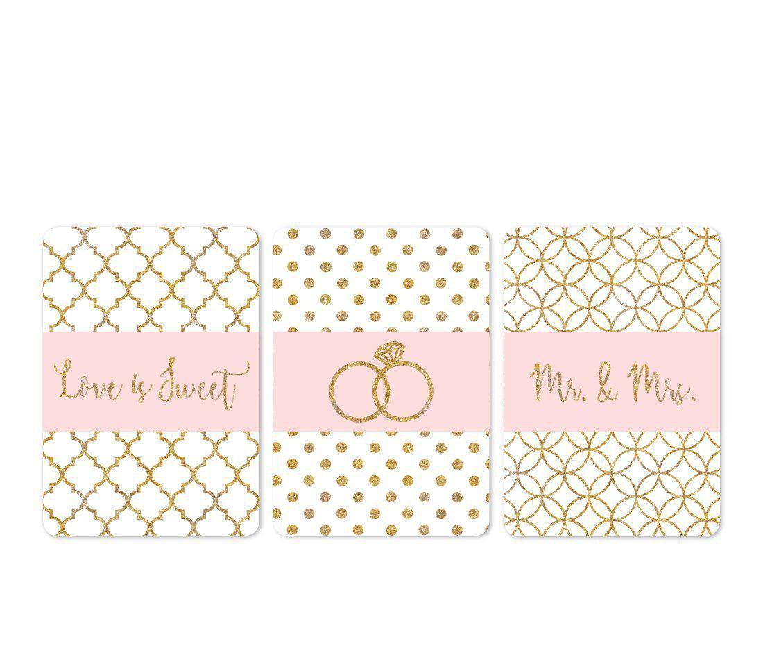Blush Pink Gold Glitter Print Wedding Hershey's Miniatures Mini Candy Bar Wrappers-Set of 36-Andaz Press-