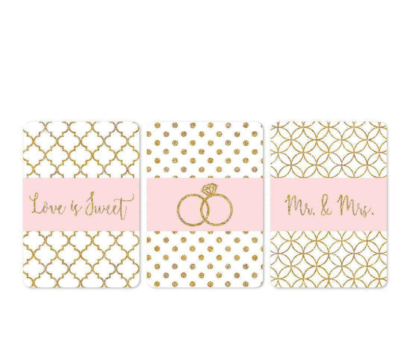 Blush Pink Gold Glitter Print Wedding Hershey's Miniatures Mini Candy Bar Wrappers-Set of 36-Andaz Press-