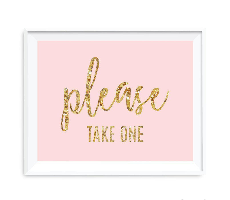 Blush Pink Gold Glitter Print Wedding Party Signs-Set of 1-Andaz Press-Mr. & Mrs.-