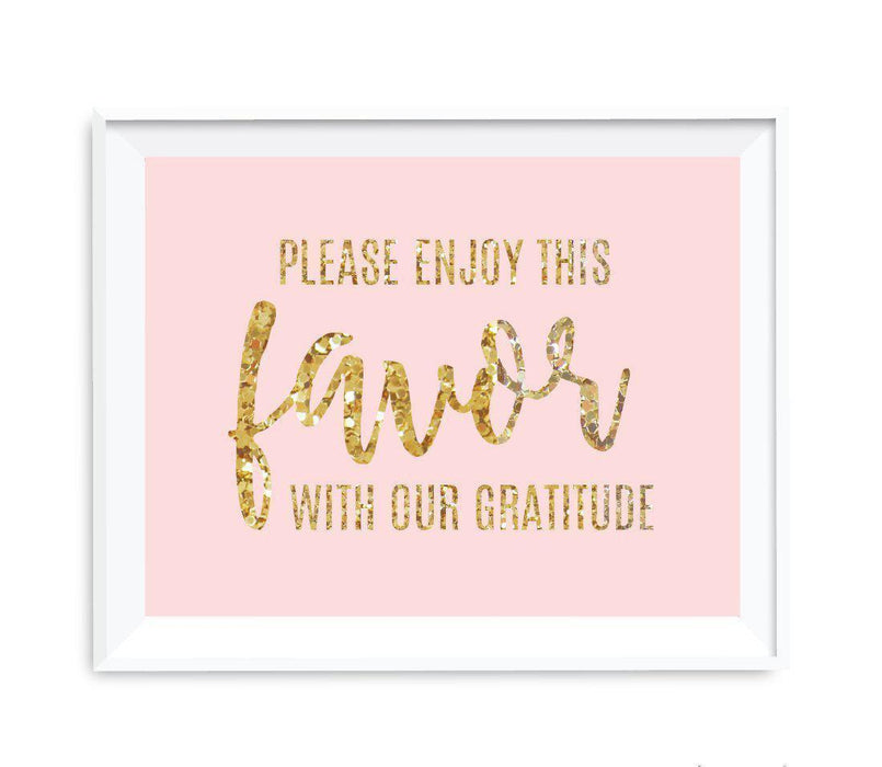 Blush Pink Gold Glitter Print Wedding Party Signs-Set of 1-Andaz Press-Mr. & Mrs.-