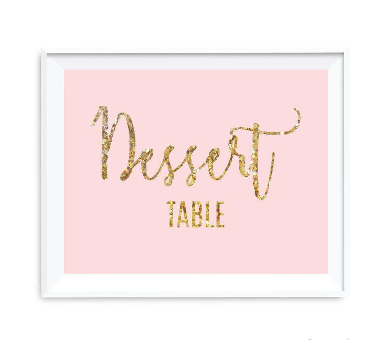 Blush Pink Gold Glitter Print Wedding Party Signs-Set of 1-Andaz Press-Mr. & Mrs.-