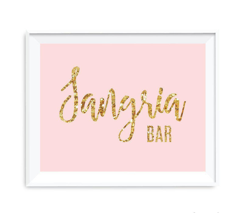 Blush Pink Gold Glitter Print Wedding Party Signs-Set of 1-Andaz Press-Mr. & Mrs.-
