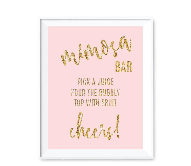 Blush Pink Gold Glitter Print Wedding Party Signs-Set of 1-Andaz Press-Mr. & Mrs.-