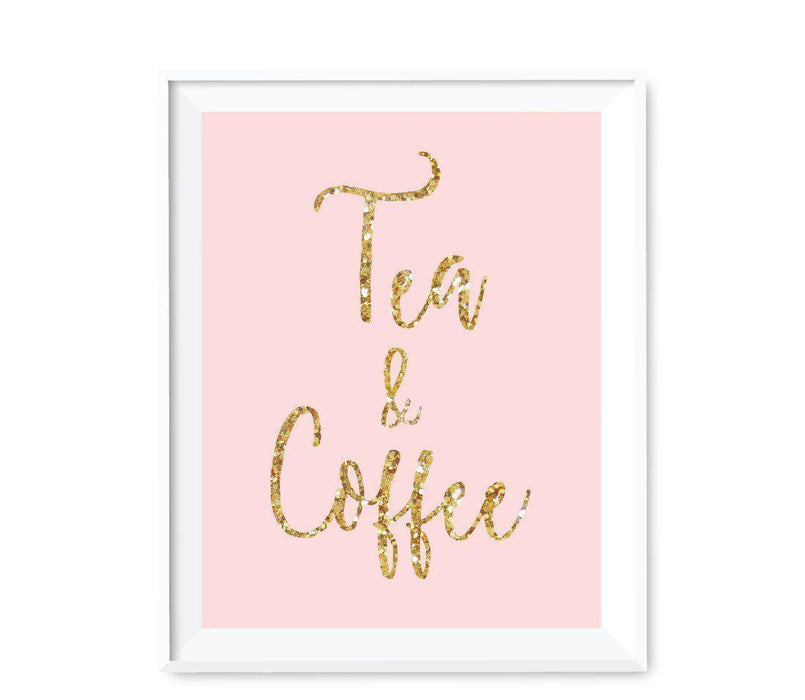 Blush Pink Gold Glitter Print Wedding Party Signs-Set of 1-Andaz Press-Mr. & Mrs.-