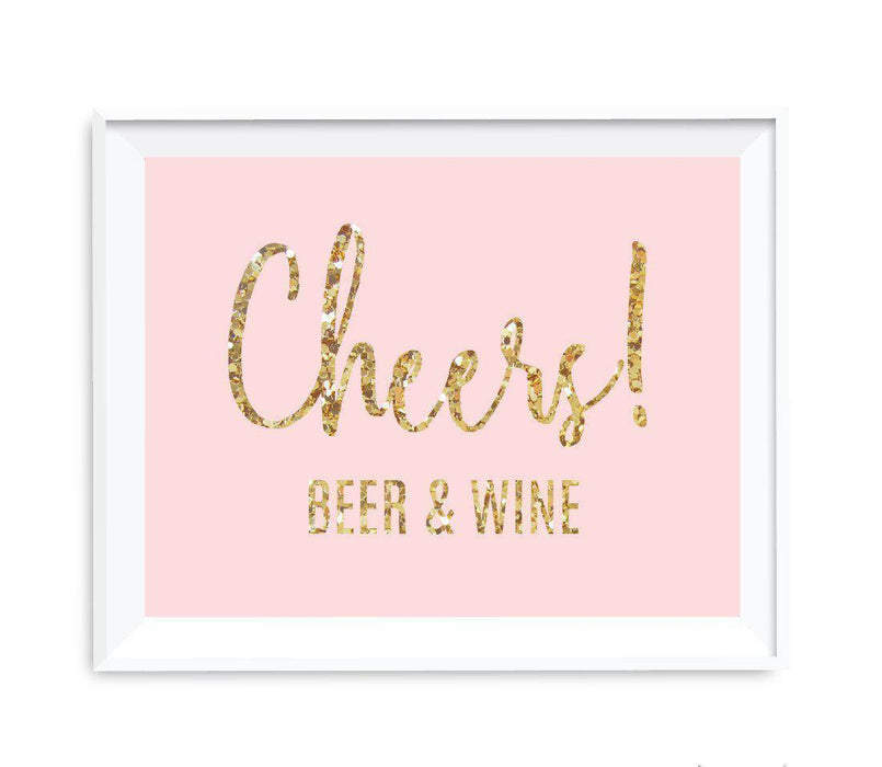 Blush Pink Gold Glitter Print Wedding Party Signs-Set of 1-Andaz Press-Mr. & Mrs.-