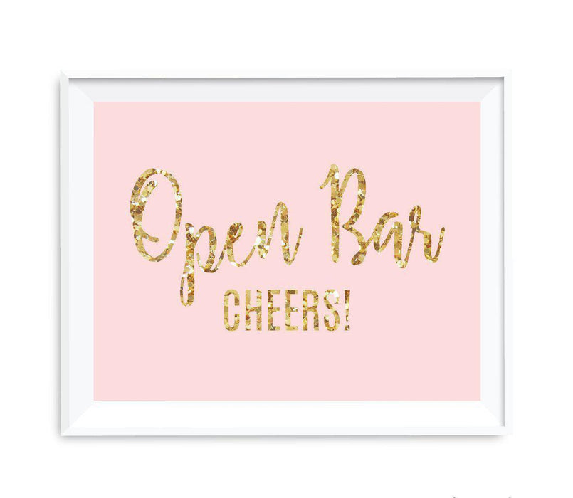 Blush Pink Gold Glitter Print Wedding Party Signs-Set of 1-Andaz Press-Mr. & Mrs.-