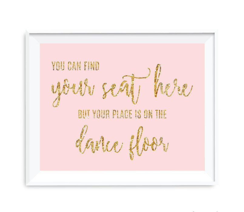 Blush Pink Gold Glitter Print Wedding Party Signs-Set of 1-Andaz Press-Mr. & Mrs.-