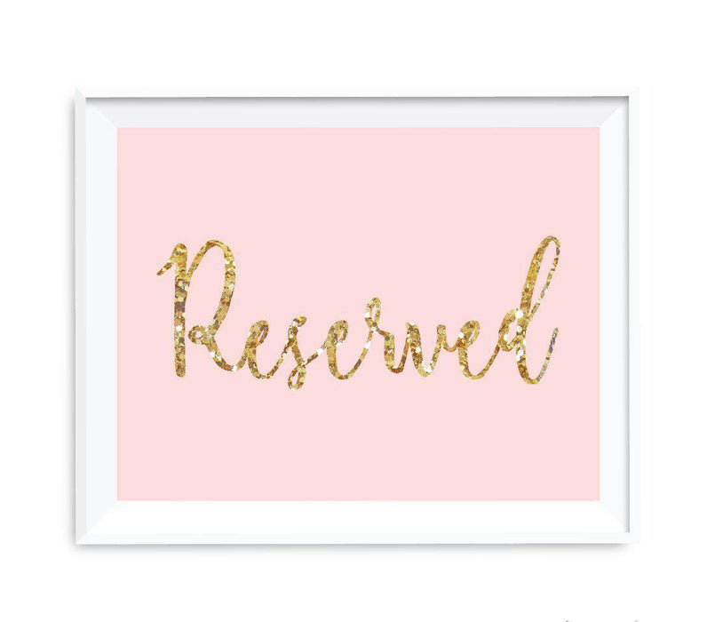 Blush Pink Gold Glitter Print Wedding Party Signs-Set of 1-Andaz Press-Mr. & Mrs.-