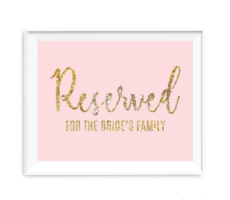 Blush Pink Gold Glitter Print Wedding Party Signs-Set of 1-Andaz Press-Mr. & Mrs.-