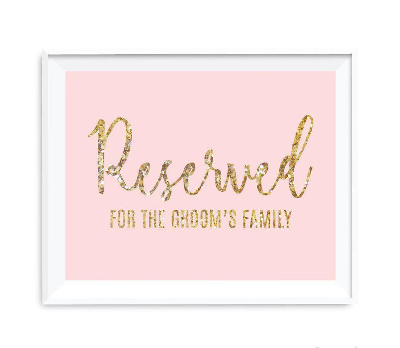 Blush Pink Gold Glitter Print Wedding Party Signs-Set of 1-Andaz Press-Mr. & Mrs.-