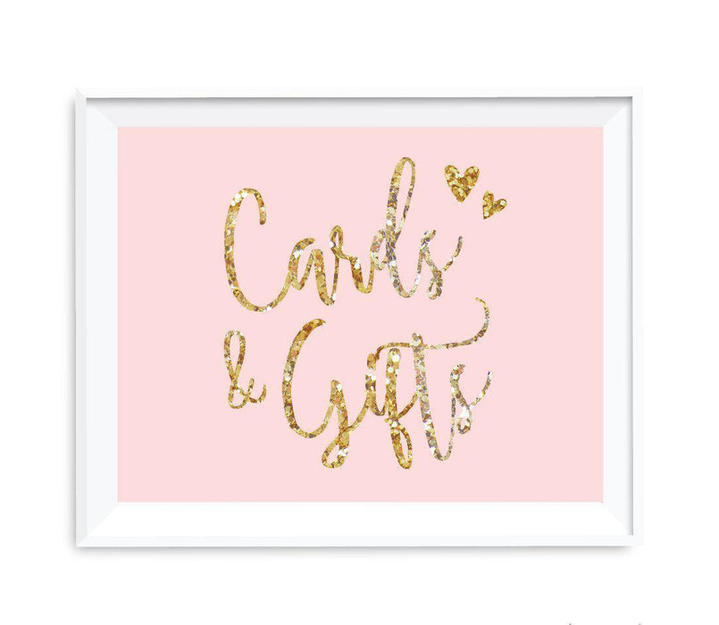 Blush Pink Gold Glitter Print Wedding Party Signs-Set of 1-Andaz Press-Mr. & Mrs.-