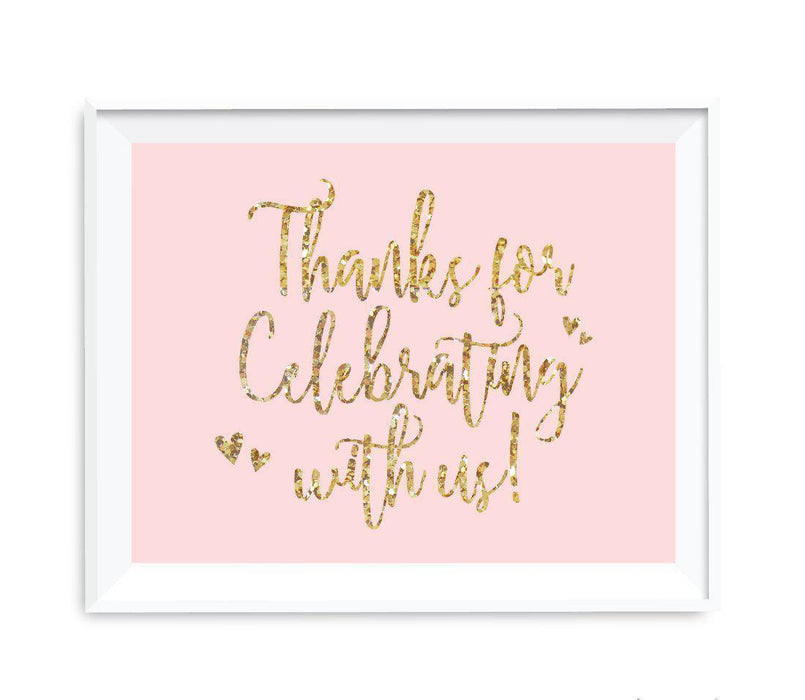 Blush Pink Gold Glitter Print Wedding Party Signs-Set of 1-Andaz Press-Mr. & Mrs.-
