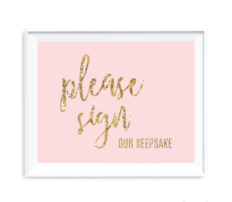 Blush Pink Gold Glitter Print Wedding Party Signs-Set of 1-Andaz Press-Mr. & Mrs.-