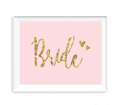 Blush Pink Gold Glitter Print Wedding Party Signs-Set of 1-Andaz Press-Bride-