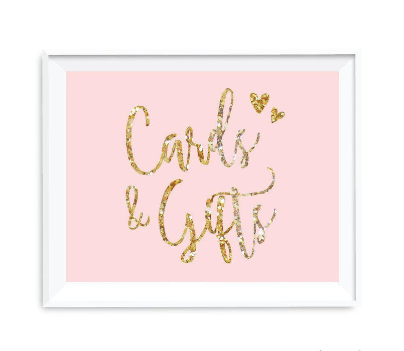 Blush Pink Gold Glitter Print Wedding Party Signs-Set of 1-Andaz Press-Cards & Gifts Thank You-