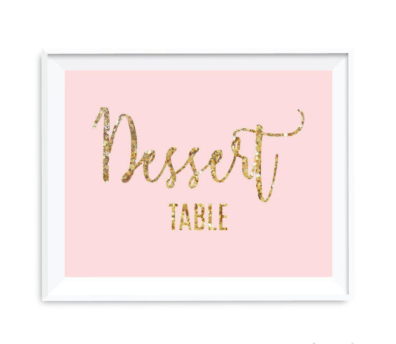 Blush Pink Gold Glitter Print Wedding Party Signs-Set of 1-Andaz Press-Dessert Please Enjoy-