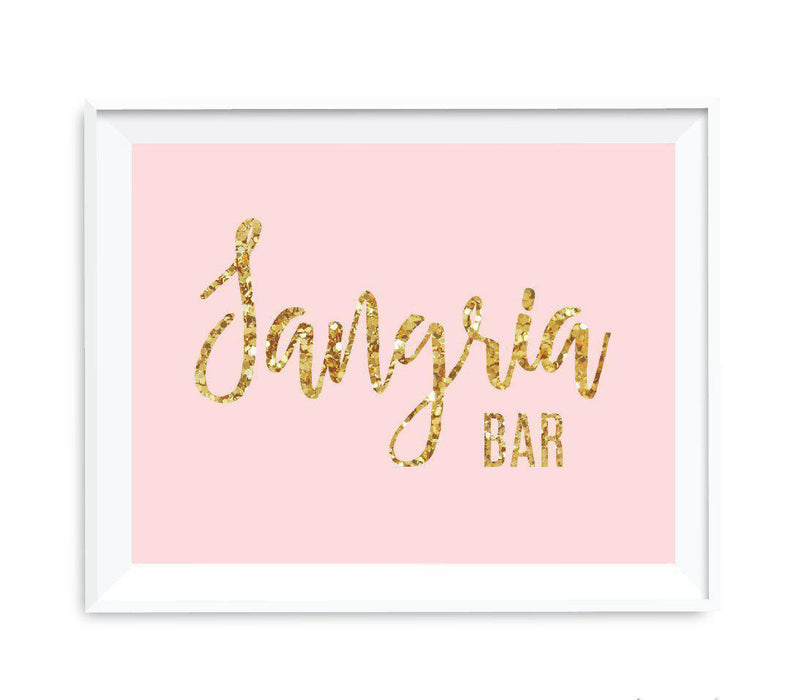 Blush Pink Gold Glitter Print Wedding Party Signs-Set of 1-Andaz Press-Sangria Bar-
