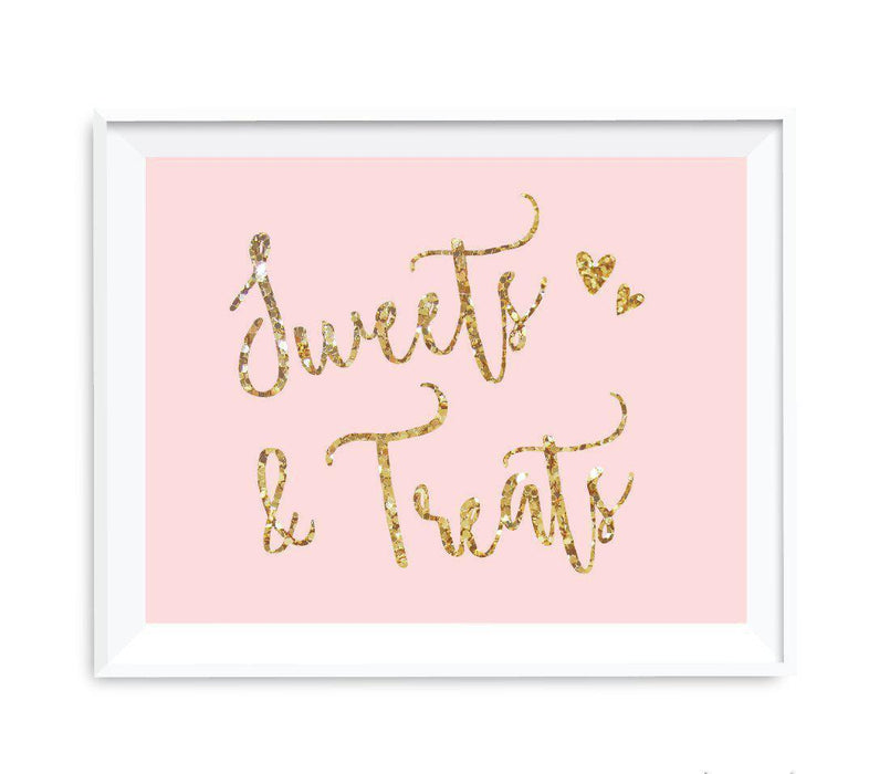 Blush Pink Gold Glitter Print Wedding Party Signs-Set of 1-Andaz Press-Sweets & Treats-