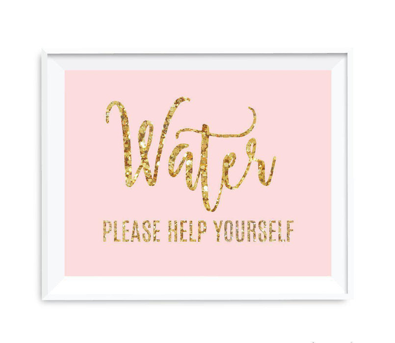Blush Pink Gold Glitter Print Wedding Party Signs-Set of 1-Andaz Press-Water-