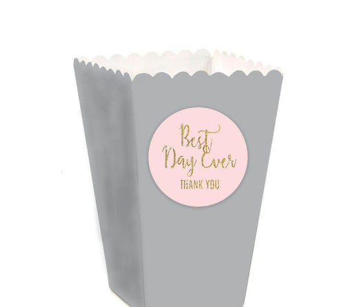 Blush Pink Gold Glitter Print Wedding Popcorn Box DIY Party Favors Kit, Best Day Ever-Set of 24-Andaz Press-