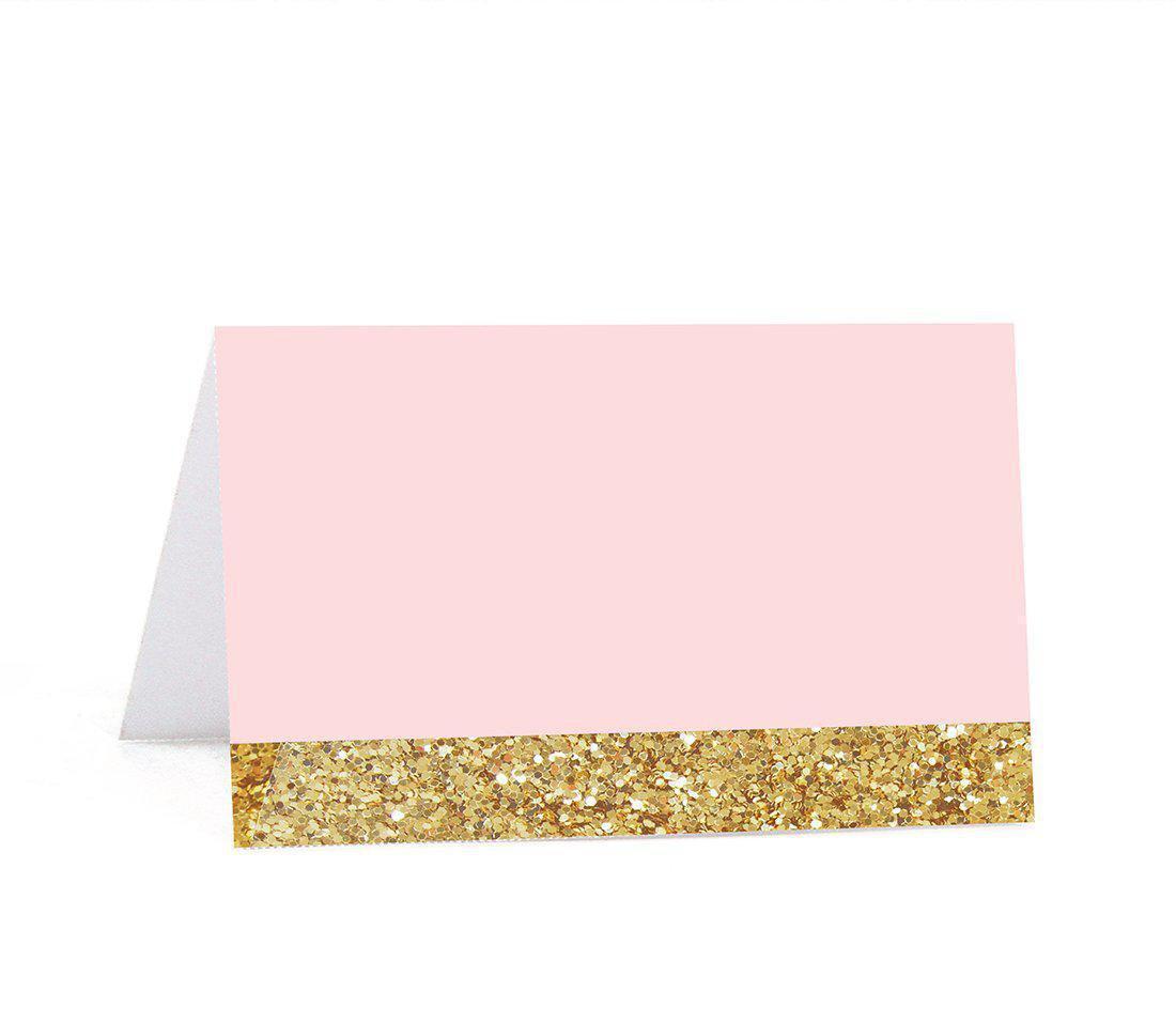 Blush Pink Gold Glitter Print Wedding Printable Table Tent Place Cards-Set of 20-Andaz Press-