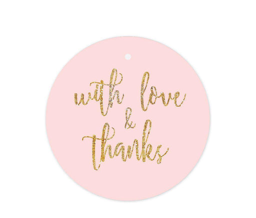 Blush Pink Gold Glitter Print Wedding Round Circle Gift Tags-Set of 24-Andaz Press-Thank You For Celebrating With Us-