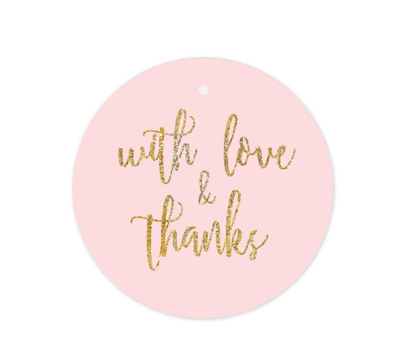 Blush Pink Gold Glitter Print Wedding Round Circle Gift Tags-Set of 24-Andaz Press-Thank You For Celebrating With Us-