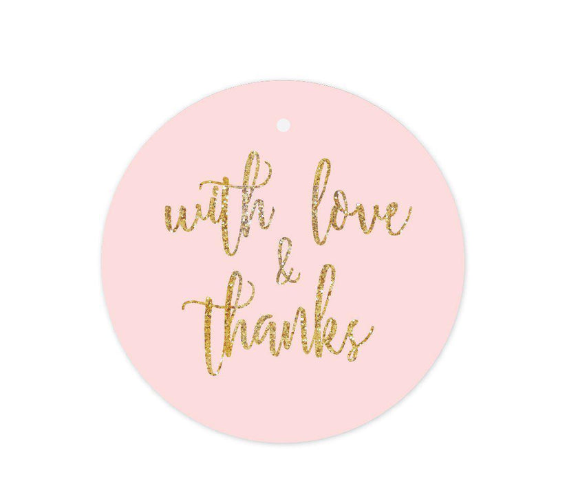 Blush Pink Gold Glitter Print Wedding Round Circle Gift Tags-Set of 24-Andaz Press-With Love and Thanks-