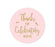Blush Pink Gold Glitter Print Wedding Round Circle Gift Tags-Set of 24-Andaz Press-Thank You For Celebrating With Us-