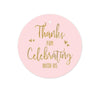 Blush Pink Gold Glitter Print Wedding Round Circle Gift Tags-Set of 24-Andaz Press-Thank You For Celebrating With Us-