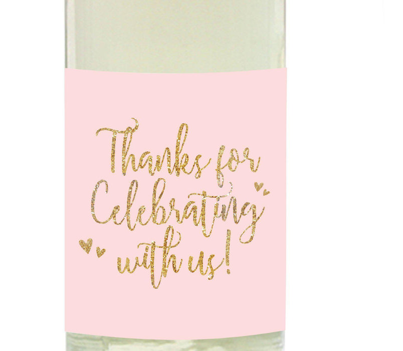 Blush Pink Gold Glitter Print Wedding Wine Bottle Label Stickers-Set of 20-Andaz Press-