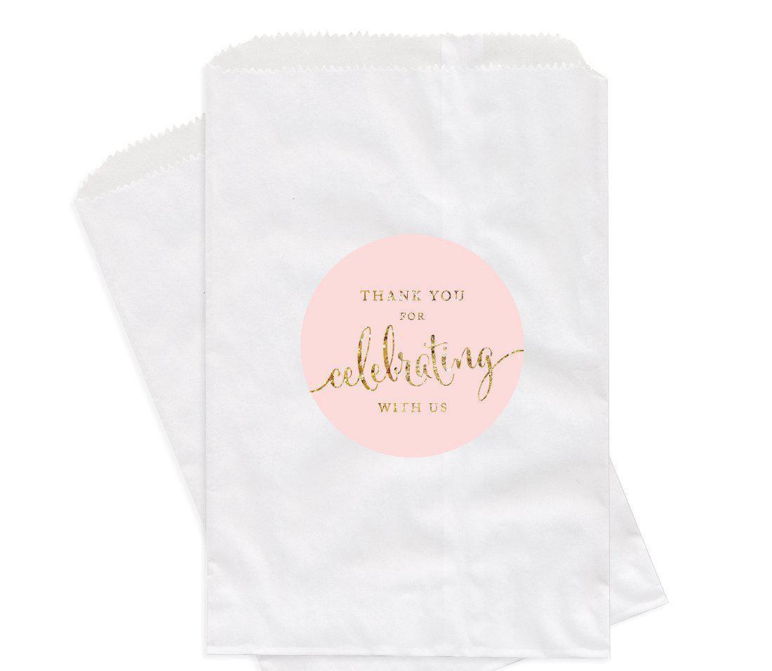 Blush Pink Gold Glitter Thank You for Celebrating With Us Favor Bags-Set of 24-Andaz Press-
