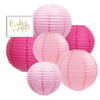 Blush Pink, Pink, Fuchsia Hanging Paper Lanterns Decorative Kit-Set of 6-Andaz Press-