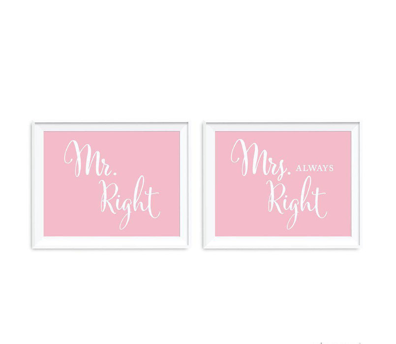 Blush Pink Wedding Signs, 2-Pack-Set of 2-Andaz Press-Ladies, Gents Bathroom Restroom-