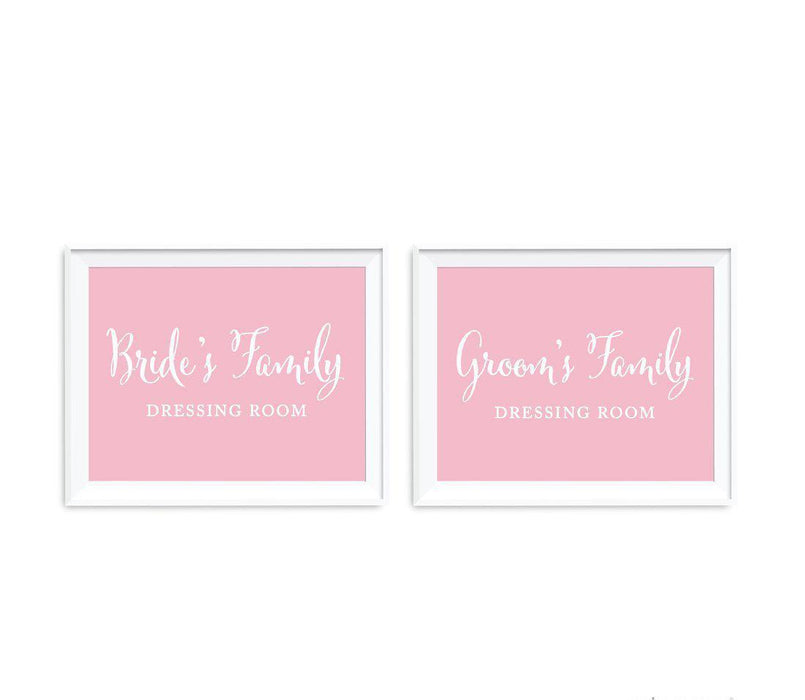 Blush Pink Wedding Signs, 2-Pack-Set of 2-Andaz Press-Bride's Family Dressing Room, Groom's Family Dressing Room-