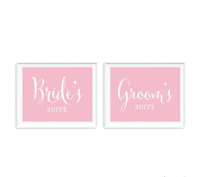 Blush Pink Wedding Signs, 2-Pack-Set of 2-Andaz Press-Bride's Suite, Groom's Suite Dressing Room-