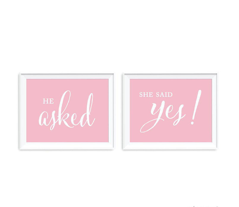 Blush Pink Wedding Signs, 2-Pack-Set of 2-Andaz Press-He Asked, She Said Yes!-