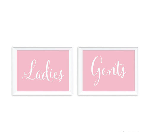 Blush Pink Wedding Signs, 2-Pack-Set of 2-Andaz Press-Ladies, Gents Bathroom Restroom-