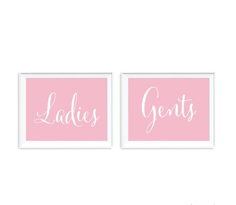 Blush Pink Wedding Signs, 2-Pack-Set of 2-Andaz Press-Ladies, Gents Bathroom Restroom-